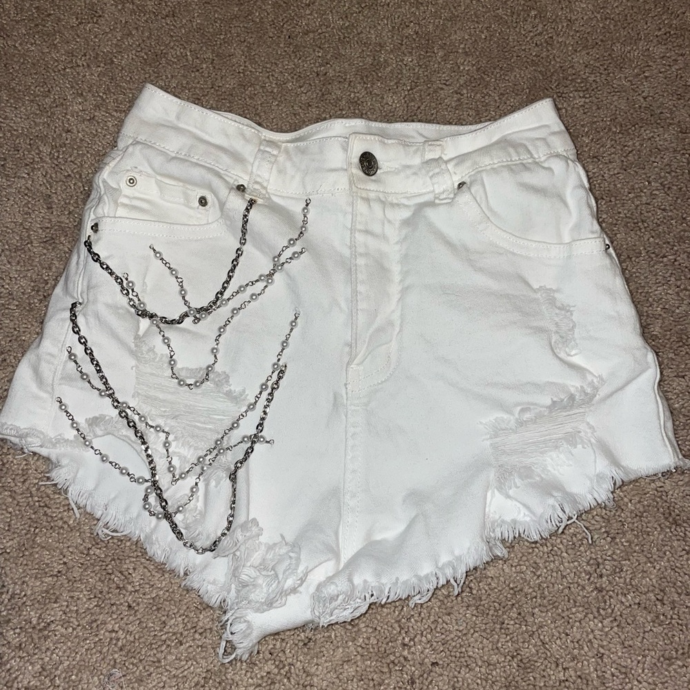 White chain shorts